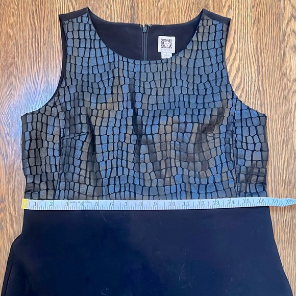 Anne Klein Black Dress with Faux Leather Crocodile Pattern Top. - Picture 6 of 8